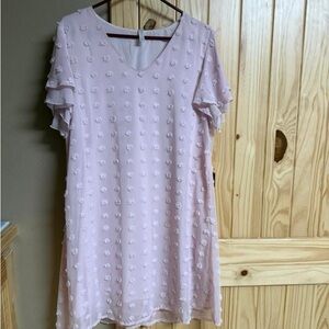 Women's Light Pink Textured Shift Dress